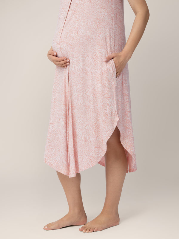Kindred Bravely Ruffle Strap Labor & Delivery Gown Pink Hydrangea