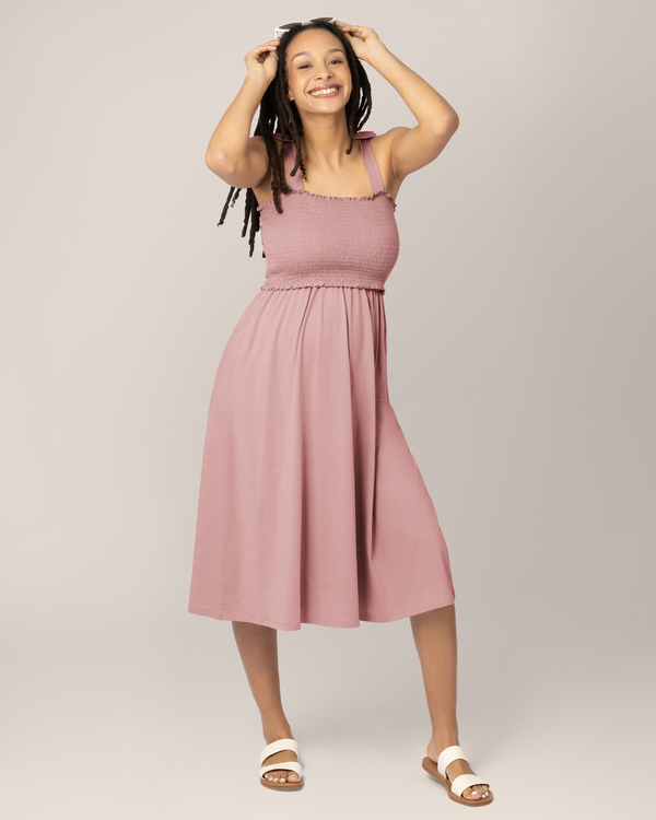 kindred bravely Sienna Smocked Maternity & Nursing Dress Light Mauve