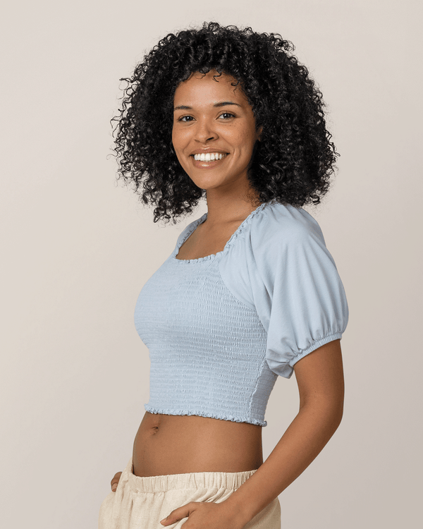 kindred bravely Sophia Smocked Cropped Nursing Top French Blue