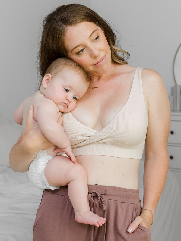 kindred bravely Sublime® Adjustable Crossover Nursing & Lounge Bra Stone