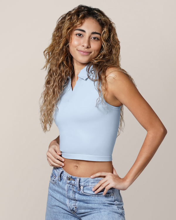 Kindred Bravely Sublime® Bamboo Collared Maternity & Nursing Longline Bra Top French Blue