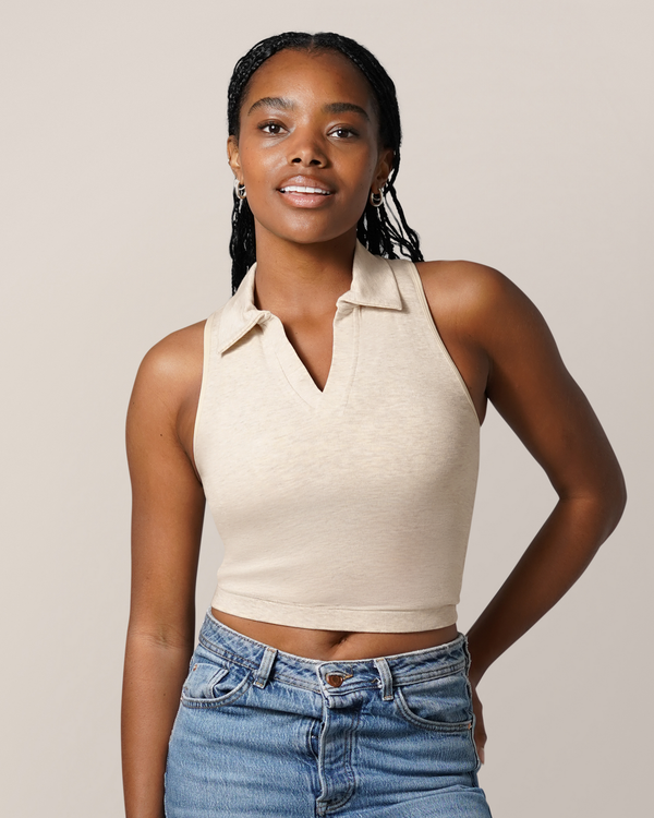 kindred bravely Sublime® Bamboo Collared Maternity & Nursing Longline Bra Top Oatmeal Heather