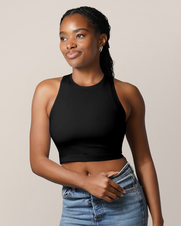 kindred bravely Sublime® Bamboo Hands-Free Pumping Longline Bra Top Black