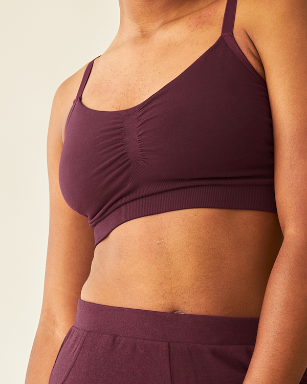 Kindred Bravely Sublime® Bamboo Hands-Free Pumping Lounge & Sleep Bra Deep Burgundy