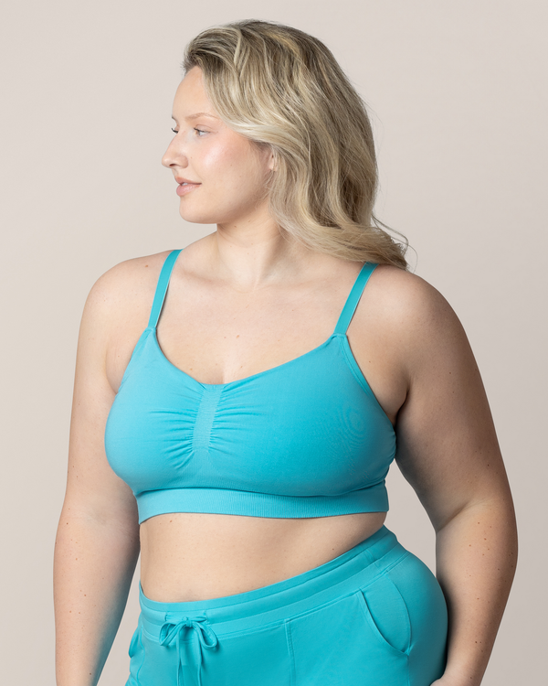 kindred bravely Sublime® Bamboo Hands-Free Pumping Lounge & Sleep Bra Aquamarine