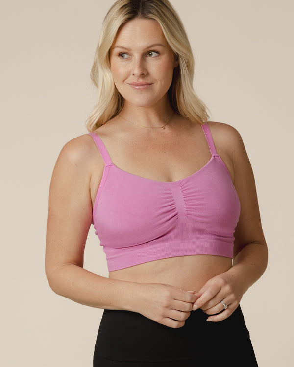 Kindred Bravely Sublime® Bamboo Hands-Free Pumping Lounge & Sleep Bra Soft Fuchsia