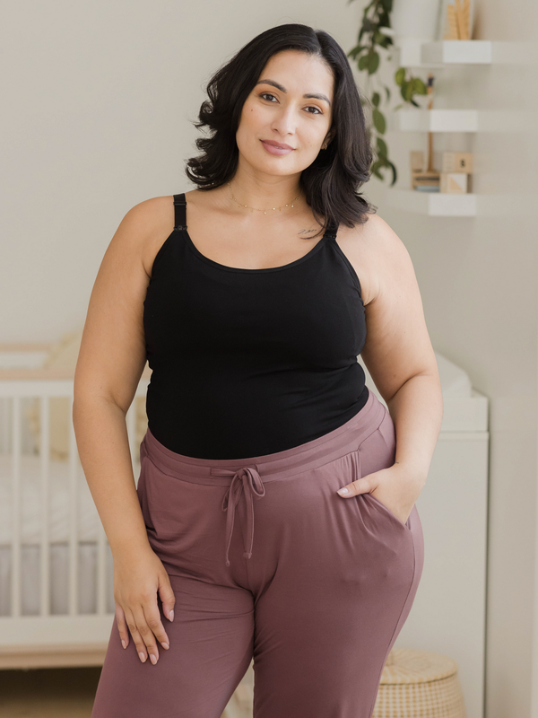 kindred bravely Sublime® Bamboo Hands-Free Pumping & Nursing Camisole Black