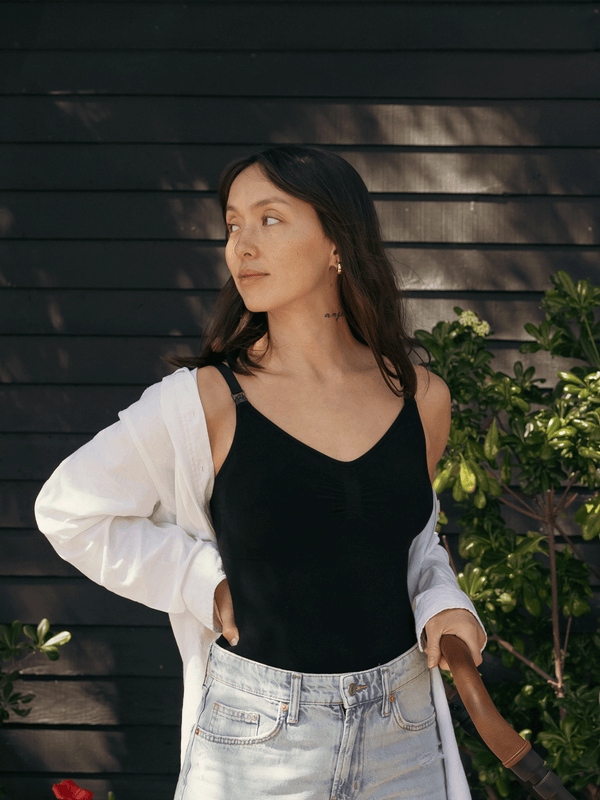 kindred bravely Sublime® Bamboo Maternity & Nursing Bodysuit Black