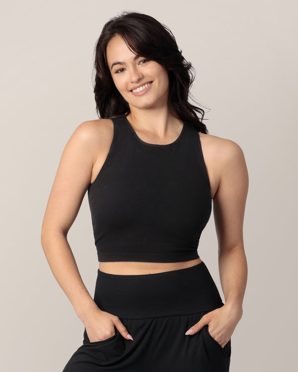 kindred bravely Sublime® Bamboo Maternity & Nursing Longline Bra Top Black