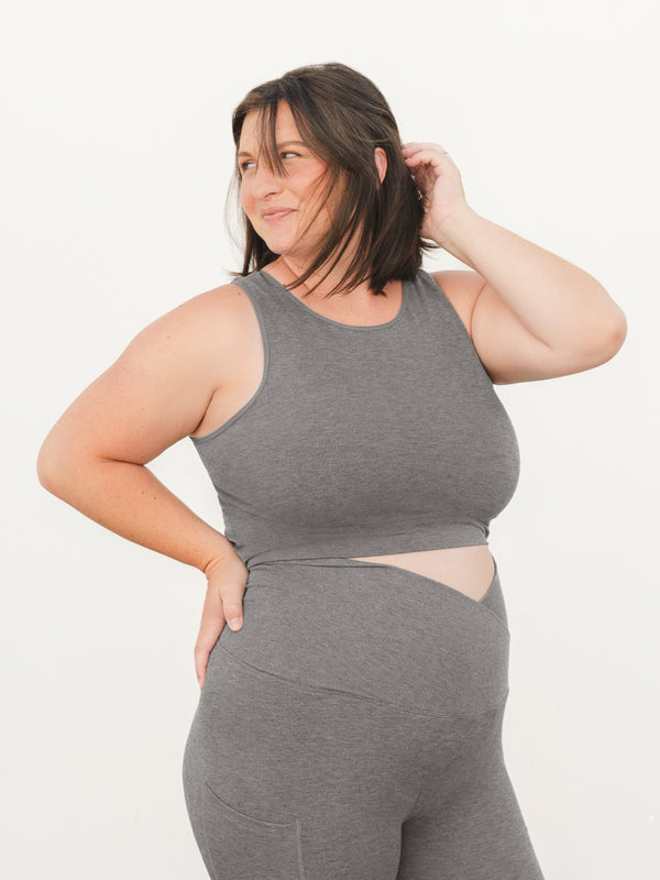 kindred bravely Sublime® Bamboo Maternity & Nursing Longline Bra Top Charcoal