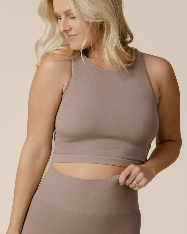 kindred bravely Sublime® Bamboo Maternity & Nursing Longline Bra Top Taupe