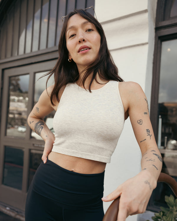 Kindred Bravely Sublime® Bamboo Maternity & Nursing Longline Bra Top Oatmeal Heather