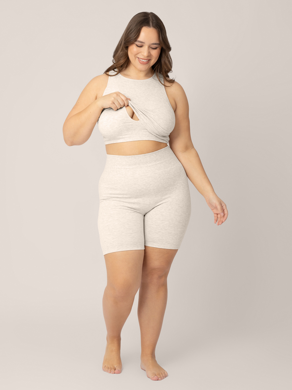 Kindred Bravely Sublime® Bamboo Maternity & Nursing Longline Bra Top Oatmeal Heather
