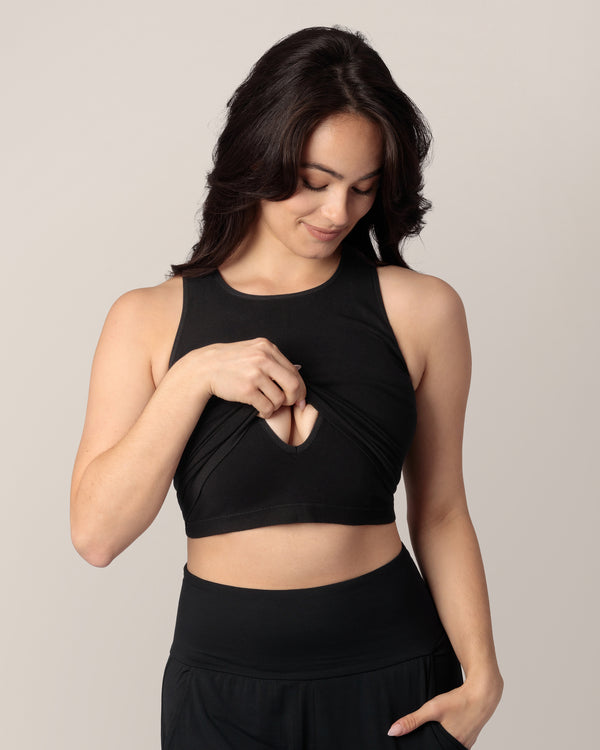 Kindred Bravely Sublime® Bamboo Maternity & Nursing Longline Bra Top Black