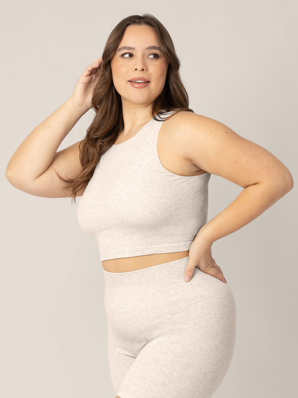 kindred bravely Sublime® Bamboo Maternity & Nursing Longline Bra Top Oatmeal Heather