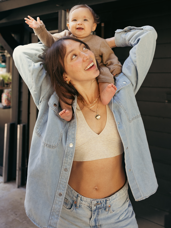 Kindred Bravely Sublime® Bamboo Maternity & Nursing Plunge Bra Oatmeal Heather