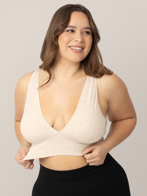 Kindred Bravely Sublime® Bamboo Maternity & Nursing Plunge Bra Oatmeal Heather