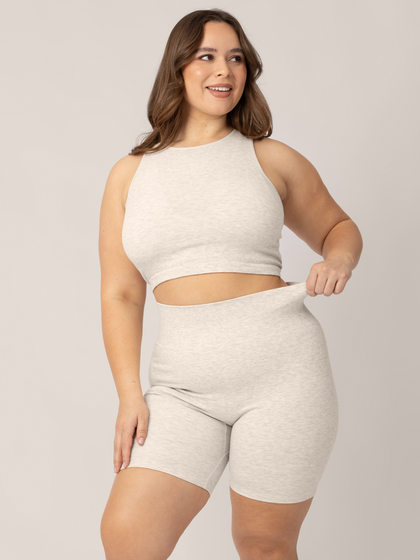 Kindred Bravely Sublime® Bamboo Maternity & Postpartum Bike Short Oatmeal Heather