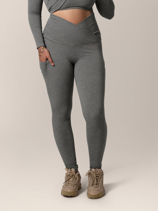 Kindred Bravely Sublime® Bamboo Maternity & Postpartum Crossover Legging Charcoal