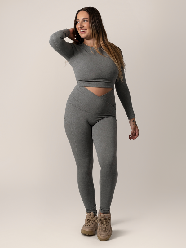 kindred bravely Sublime® Bamboo Maternity & Postpartum Crossover Legging Charcoal