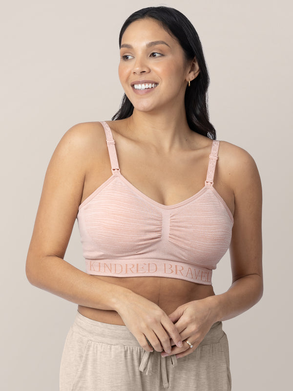 kindred bravely Sublime® Hands-Free Pumping & Nursing Bra Pink Heather