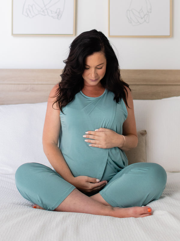 kindred bravely Tulip Hem Nursing Tank & Capri Pajama Set Aqua