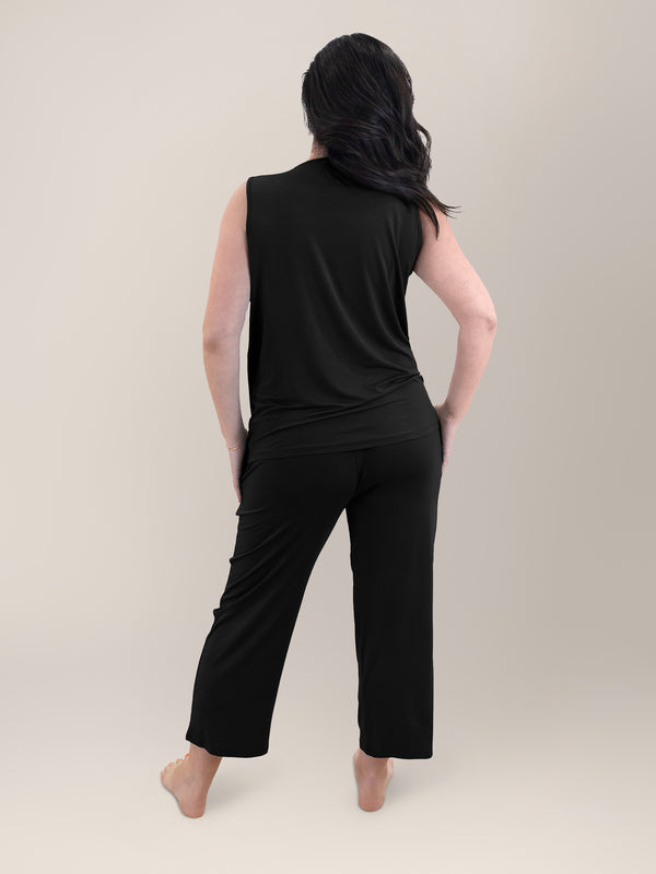 Kindred Bravely Tulip Hem Nursing Tank & Capri Pajama Set Black