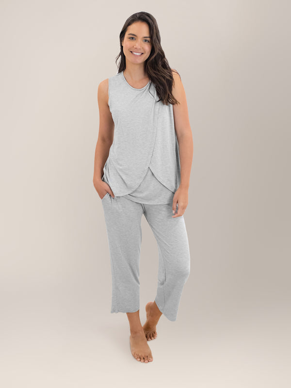 Kindred Bravely Tulip Hem Nursing Tank & Capri Pajama Set Grey Heather