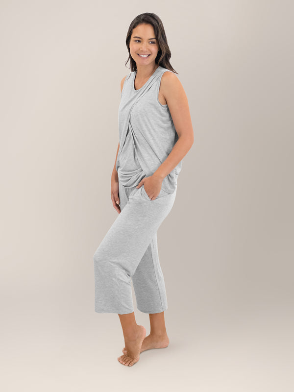 Kindred Bravely Tulip Hem Nursing Tank & Capri Pajama Set Grey Heather