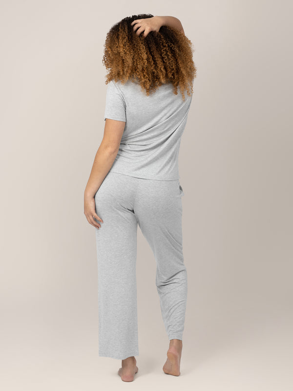 Kindred Bravely Tulip Hem Short Sleeve Maternity & Nursing Pajama Set Grey Heather