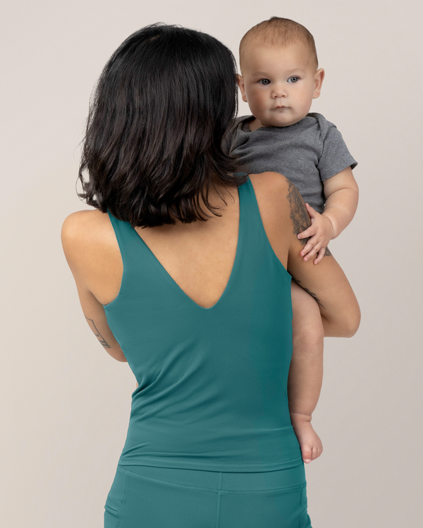 Kindred Bravely Wren Active V-neck Nursing Tank Top Teal