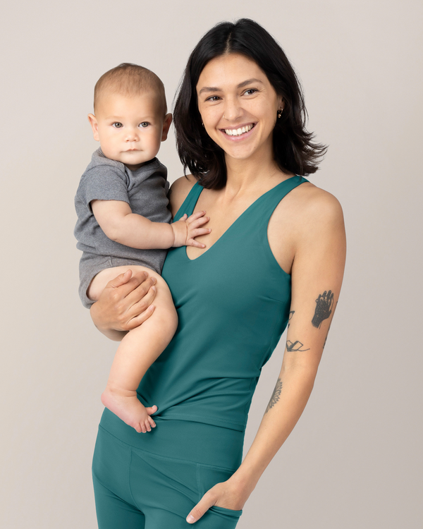 Kindred Bravely Wren Active V-neck Nursing Tank Top Teal
