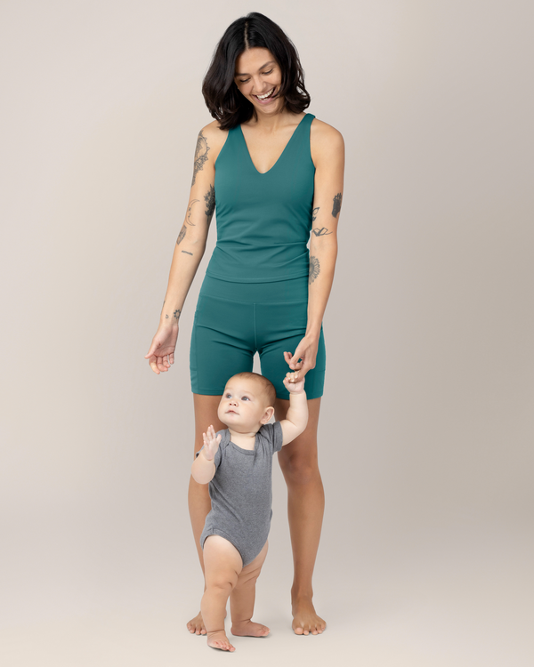 Kindred Bravely Wren Active V-neck Nursing Tank Top Teal