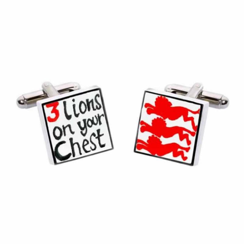 king & priory 3 Lions on your Chest - Red Cufflinks by Sonia Spencer