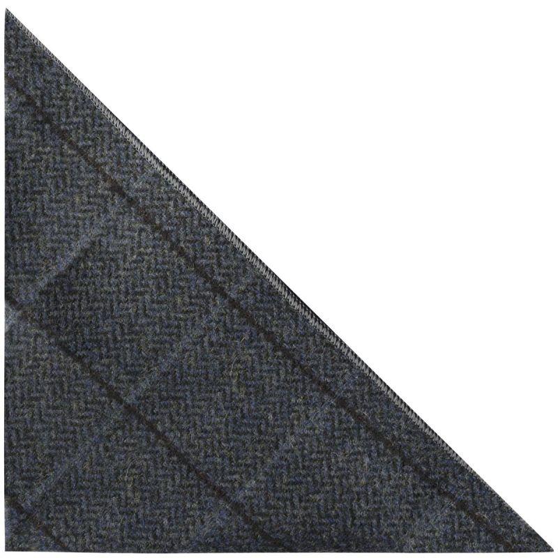 King & Priory Aegean Blue Herringbone Check Pocket Square