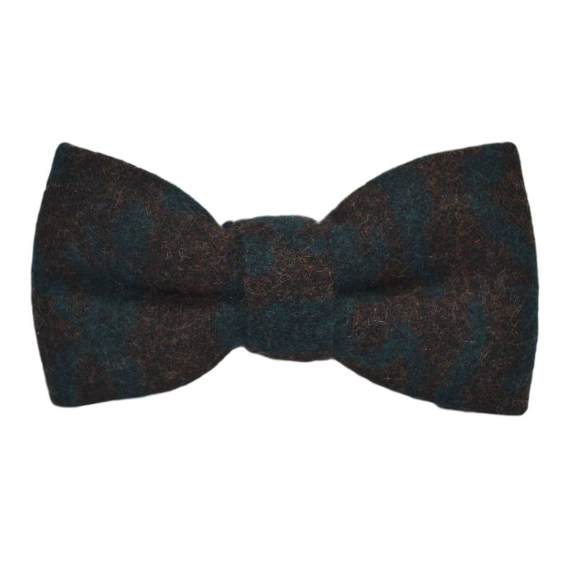 king & priory Arabic Dark Teal Pattern Bow Tie & Pocket Square Set