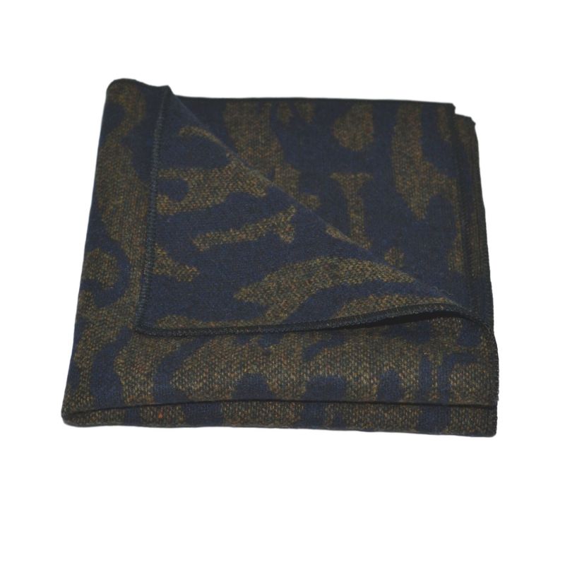 king & priory Arabic Navy Blue Pattern Bow Tie & Pocket Square Set