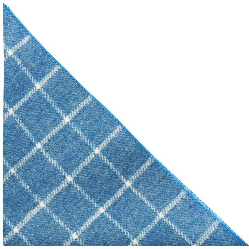 King & Priory Azure Blue Birdseye Check Pocket Square
