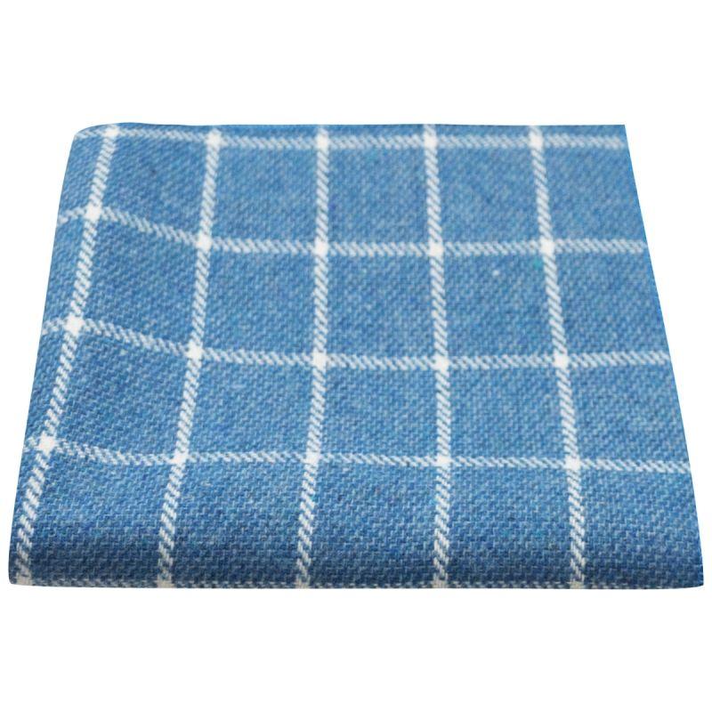 king & priory Azure Blue Birdseye Check Pocket Square