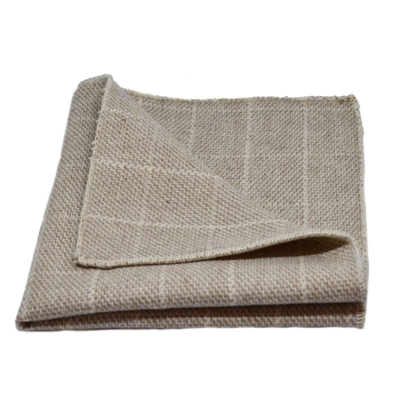 king & priory Beige Birdseye Check Bow Tie & Pocket Square Set