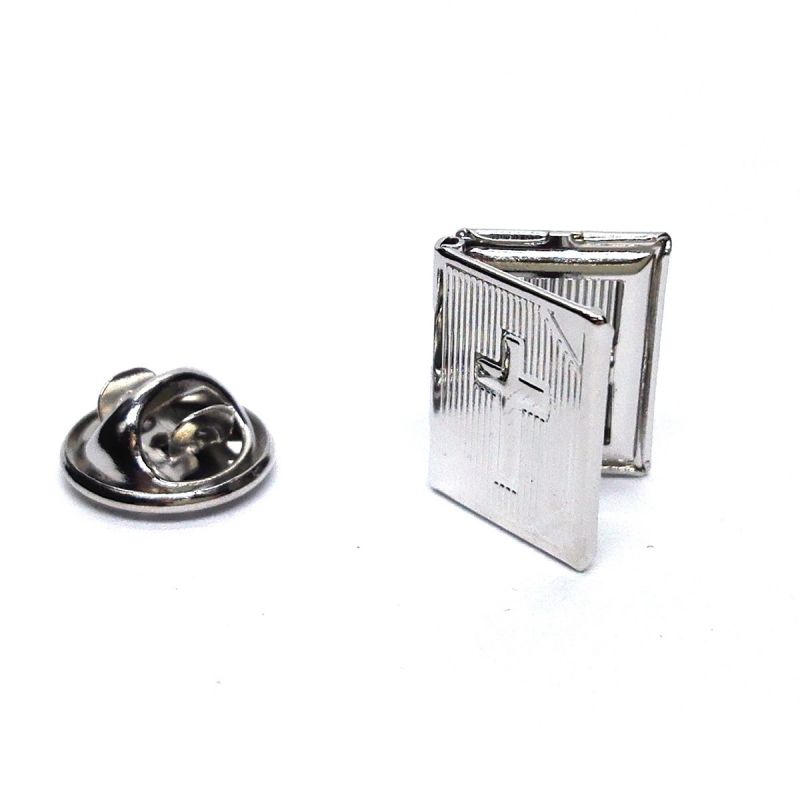 king & priory Bible (that can be opened) Pewter Lapel Pin