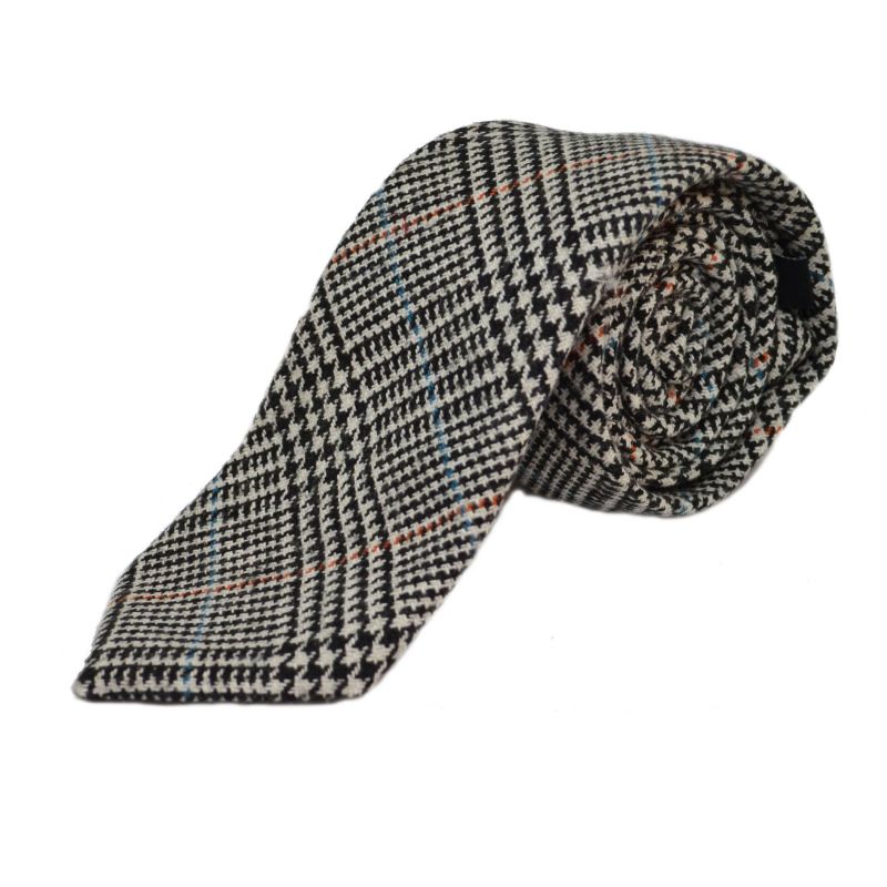 King & Priory Black & White Dogtooth Tie & Pocket Square Set