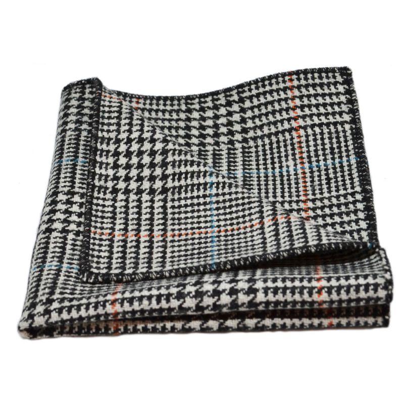 King & Priory Black & White Dogtooth Tie & Pocket Square Set