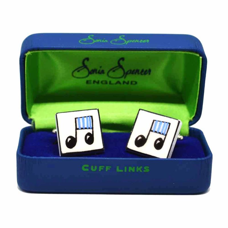 King & Priory Blue Musical Notes Cufflinks By Sonia Spencer