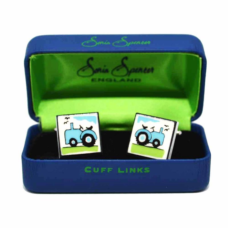 King & Priory Blue Tractor Cufflinks By Sonia Spencer