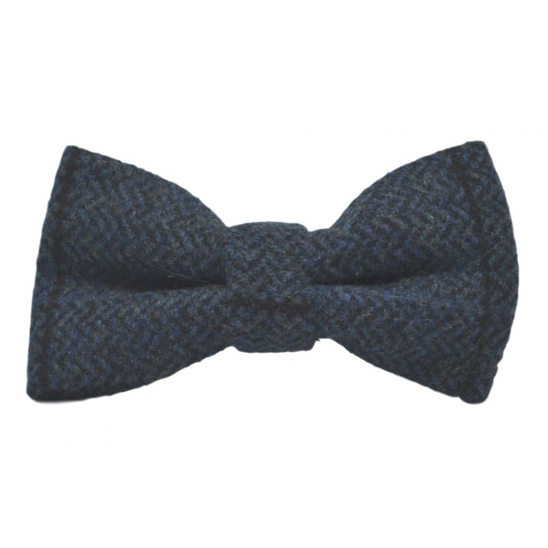 king & priory Boys Aegean Blue Herringbone Check Bow Tie