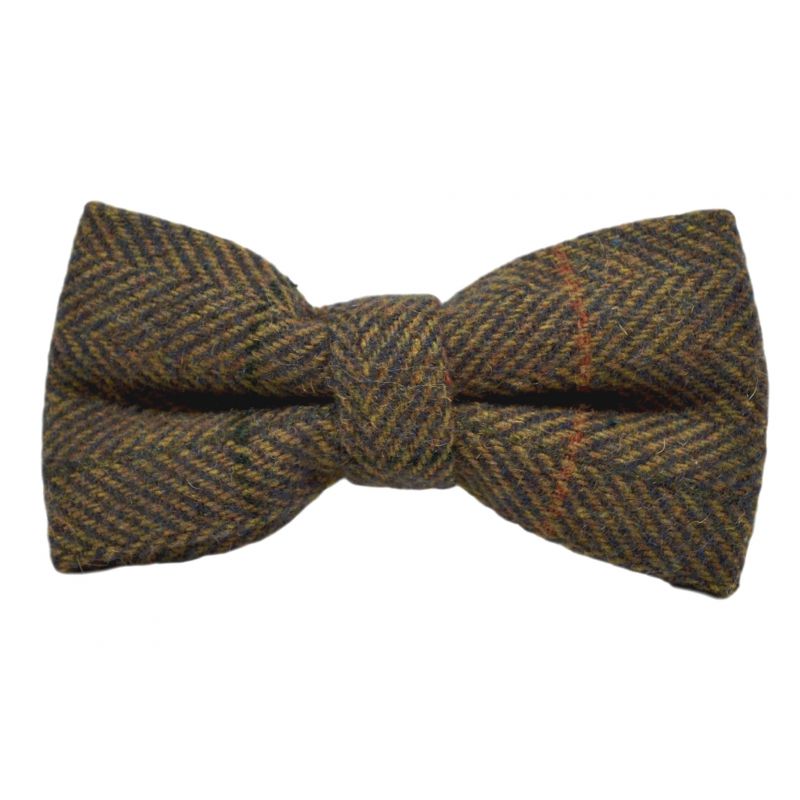 king & priory Boys Dijon Brown Herringbone Check Bow Tie