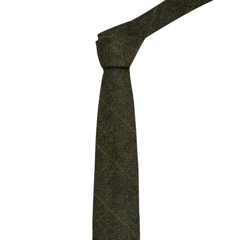 King & Priory Boys Juniper Green Herringbone Check Tie
