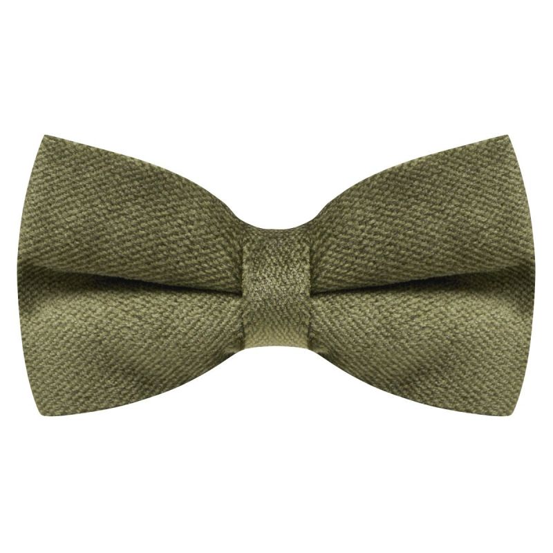 king & priory Boys Olive Green Textured Velvet Bow Tie