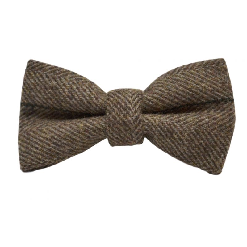 king & priory Boys Peanut Brown Herringbone Check Bow Tie
